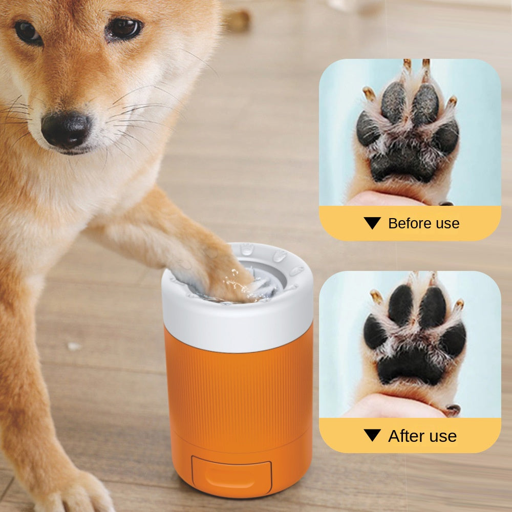 Pet Foot Washing Cup Dog Beauty Paw Cleaning Tool With Towel Feature Foot Bath Bathing Artifact - Gray