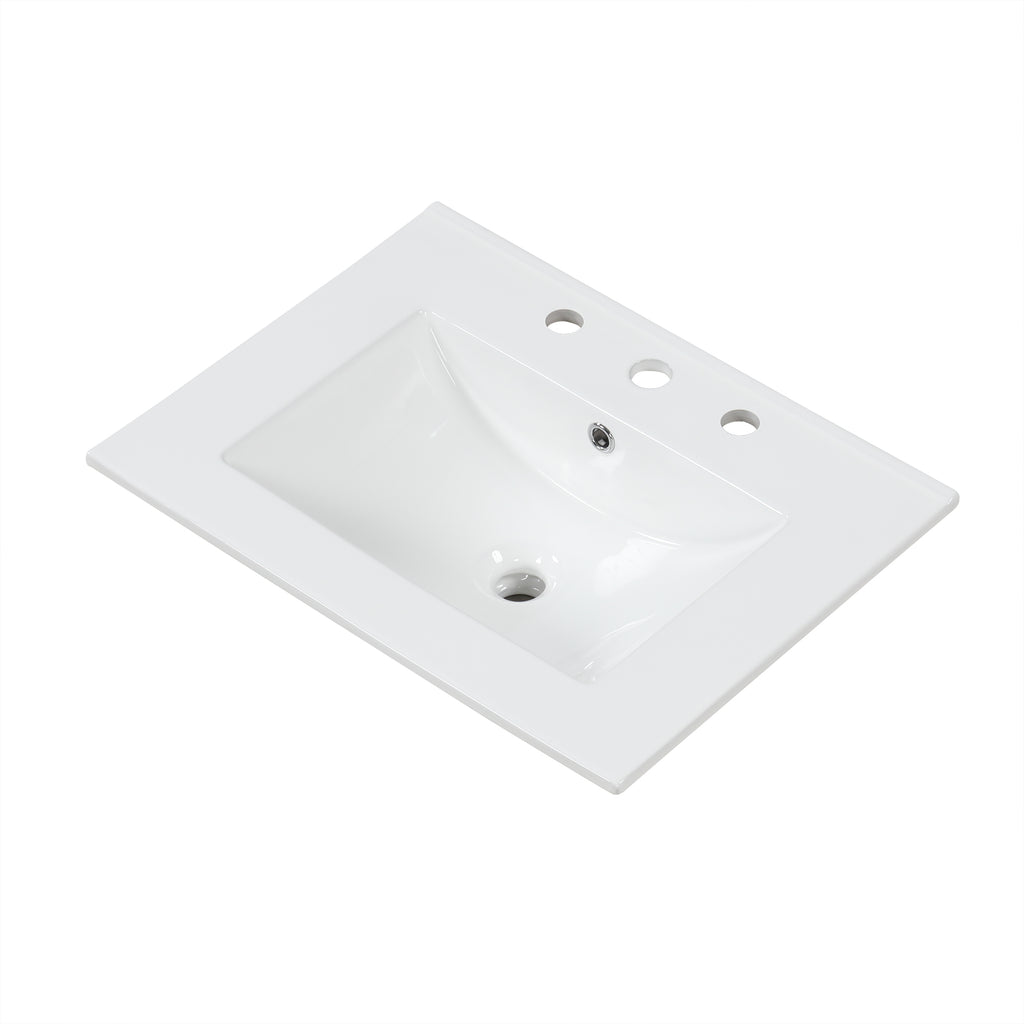 24" Bathroom Vanity with Sink, Bathroom Vanity Cabinet with One Drawer and Doors, Adjustable Shelf, Solid Wood and MDF, White