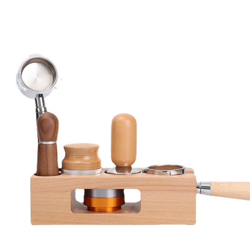 Coffee Powder Press Holder, Coffee Machine Supporting Equipment, Solid Wood Handle Support Frame, Powder Press Filling Base