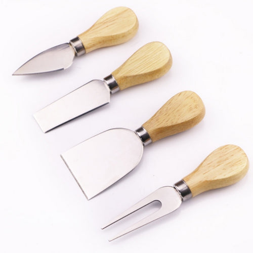 4Pcs Stainless Steel Cheese Knives Set With Bamboo Wooden Handle Kitchen Baking Tools Cheese Slicer Cutter Kit - Title