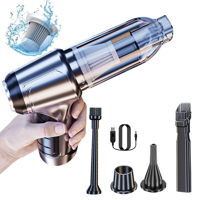 Portable Wireless Car Vacuum Cleaner High Power, Strong Suction, Handheld Mini for Car and Home Use - Black 12000Pa Twospeed Type-C charging