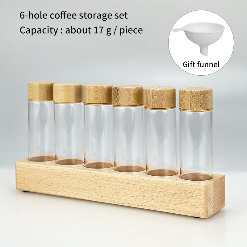 Coffee Bean Display Rack Test Tube Preservation Storage Sealed Tank Storage Tank Solid Wood Household Glass Bottle