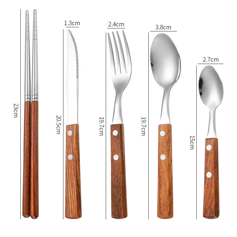 304 Rosewood Knife, Fork, Spoon, Stainless Steel Tableware, Solid Wood Handle, Steak Knife, Fork, Spoon, Dessert Spoon, Chopstic