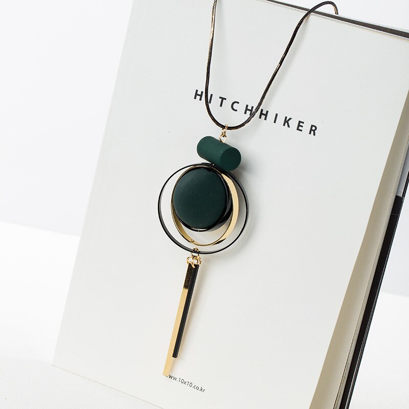 Bohemian Geometric Wood Handmade Vintage Tassel Long Sweater Chain Necklace Fashion Women Jewelry Accessories