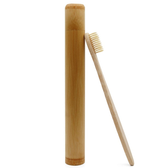 Genkent 1 PCS Bamboo Toothbrush Novelty Wooden Teeth Brush soft-bristle Bamboo Fibre Wooden Handle Bamboo Tube Charcoal Set