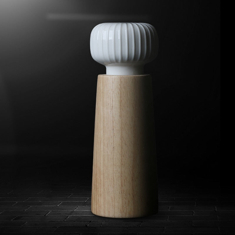 Wood Salt & Pepper Mill Pepper Grinder Salt Shaker with Ceramic Rotor