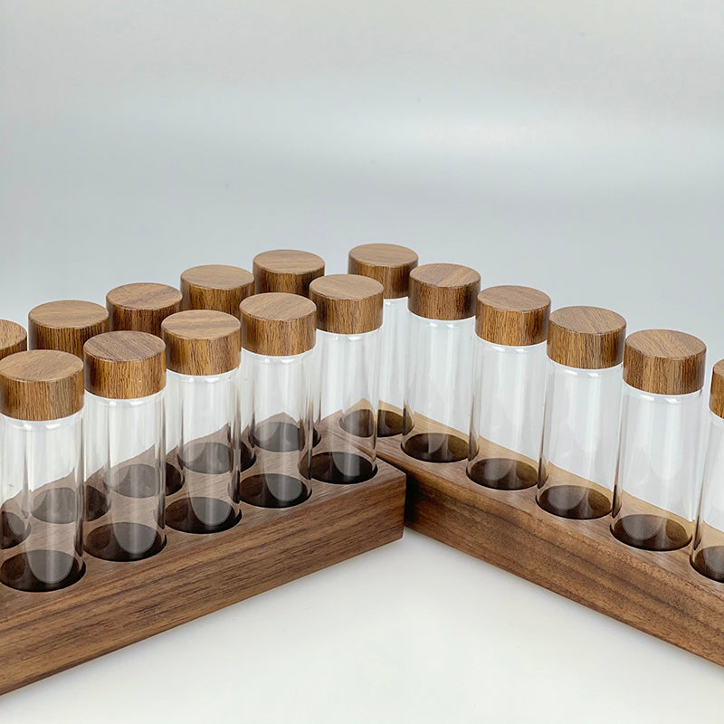Coffee Bean Display Rack Test Tube Preservation Storage Sealed Tank Storage Tank Solid Wood Household Glass Bottle