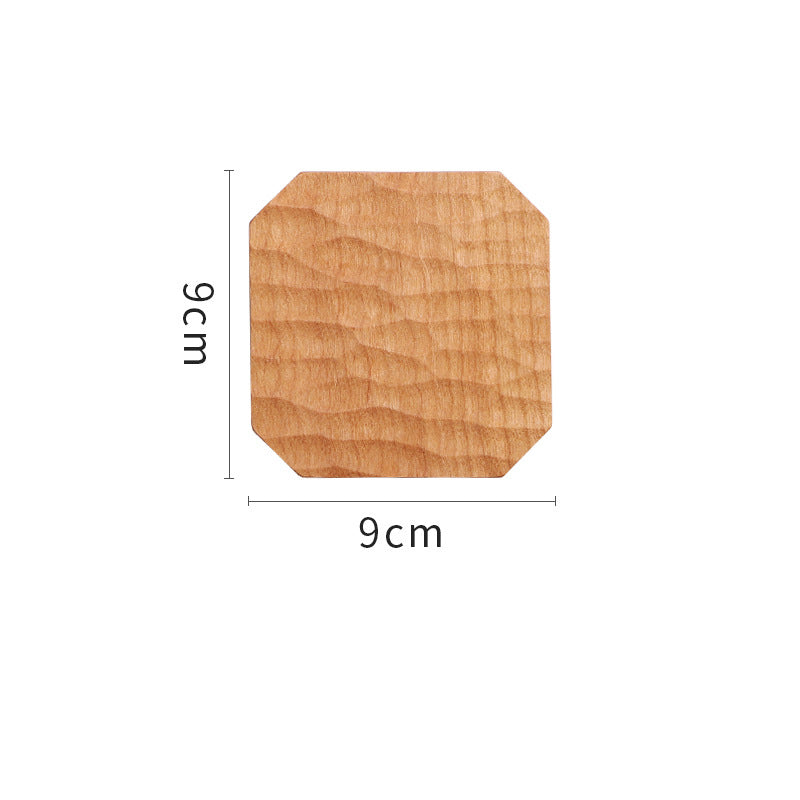 Cherry Wood Solid Wood Coaster Wooden Hand-Carved Coaster Solid Wood Kung Fu Tea Cushion Creative Hand-Made Saucer