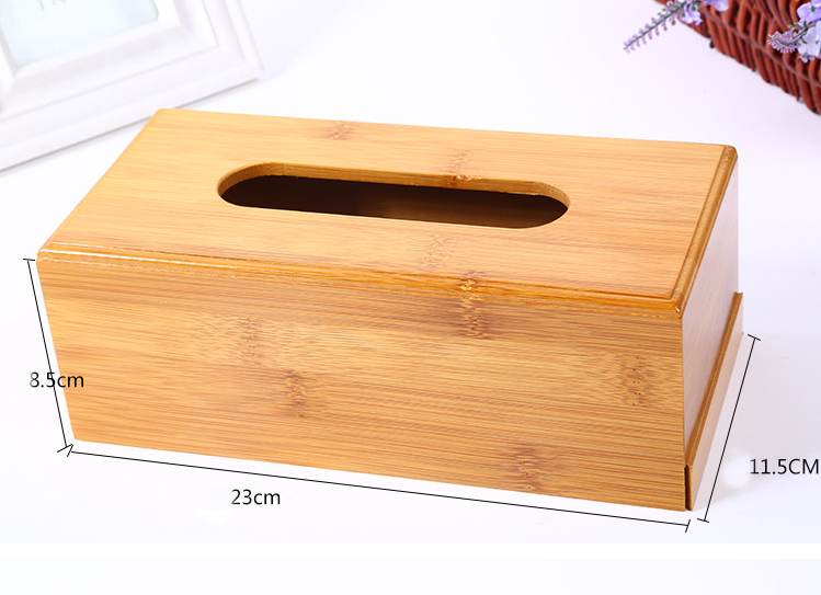 Bamboo Tissue Box Rectangle Paper Container for Home Office Desktop Paper Towel Box Hotel Napkin Tissue Holder Case