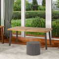 Della Acacia Wood Dining Table, Natural Stained with Rustic Metal, Brown, Grey - Natural