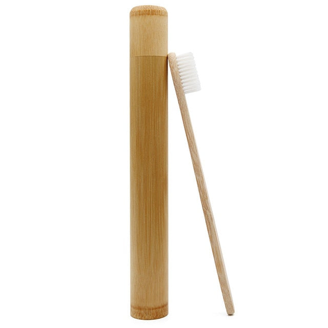 Genkent 1 PCS Bamboo Toothbrush Novelty Wooden Teeth Brush soft-bristle Bamboo Fibre Wooden Handle Bamboo Tube Charcoal Set