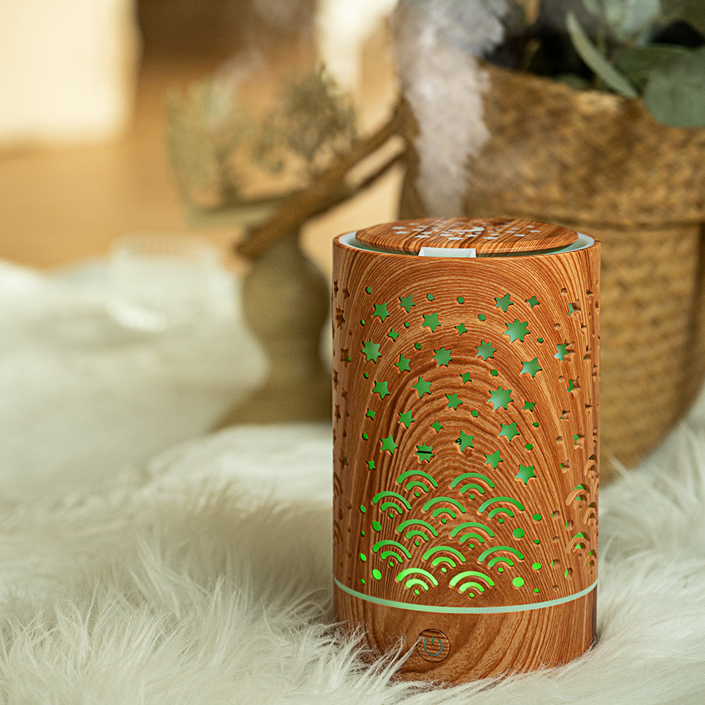 New Wood Grain Starry Sky Aroma Diffuser Humidification Car Home Spray Humidifier Ultrasonic Essential Oil Automatic Diffuser