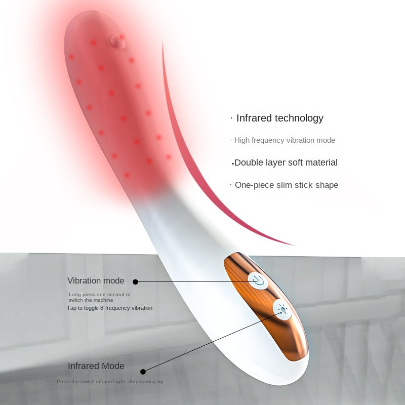 Female Private Care Vibrator with Infrared Therapy, Heated Climax Stick, Red Light Wellness Device - White
