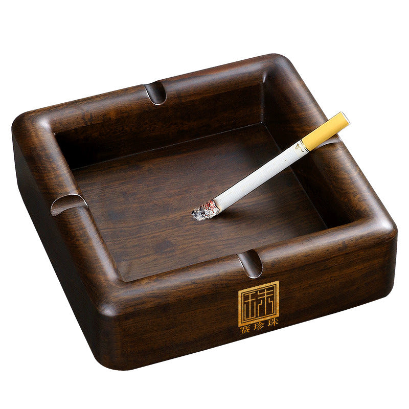 New Chinese Ebony Solid Wood Ashtray - 16cm