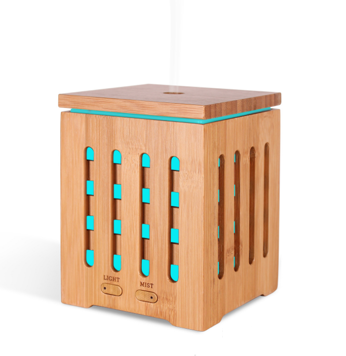 Real Bamboo Essential Oil Diffuser Ultrasonic Aromatherapy Diffusers with 7 LED Colorful Lights and Waterless Auto Shut - UK