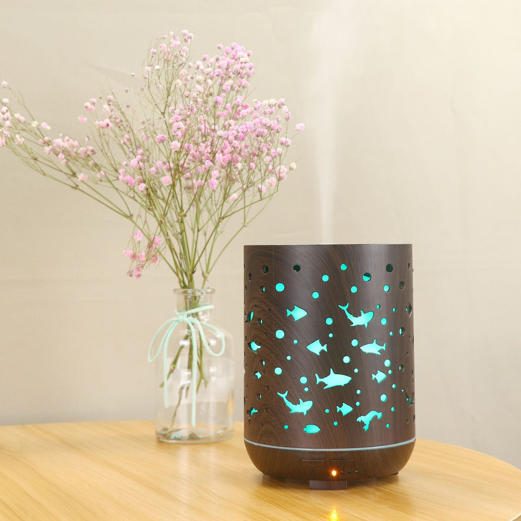Humidifier Creative Mini Hollow Household Essential Oil Diffuser Wood Grain Underwater World Small Shark