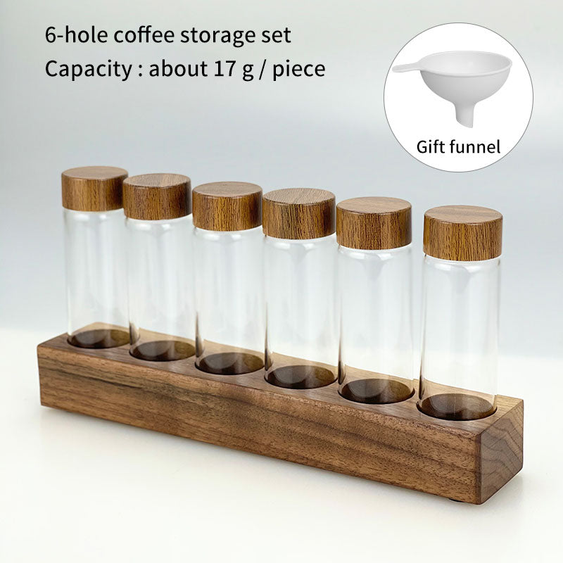 Coffee Bean Display Rack Test Tube Preservation Storage Sealed Tank Storage Tank Solid Wood Household Glass Bottle