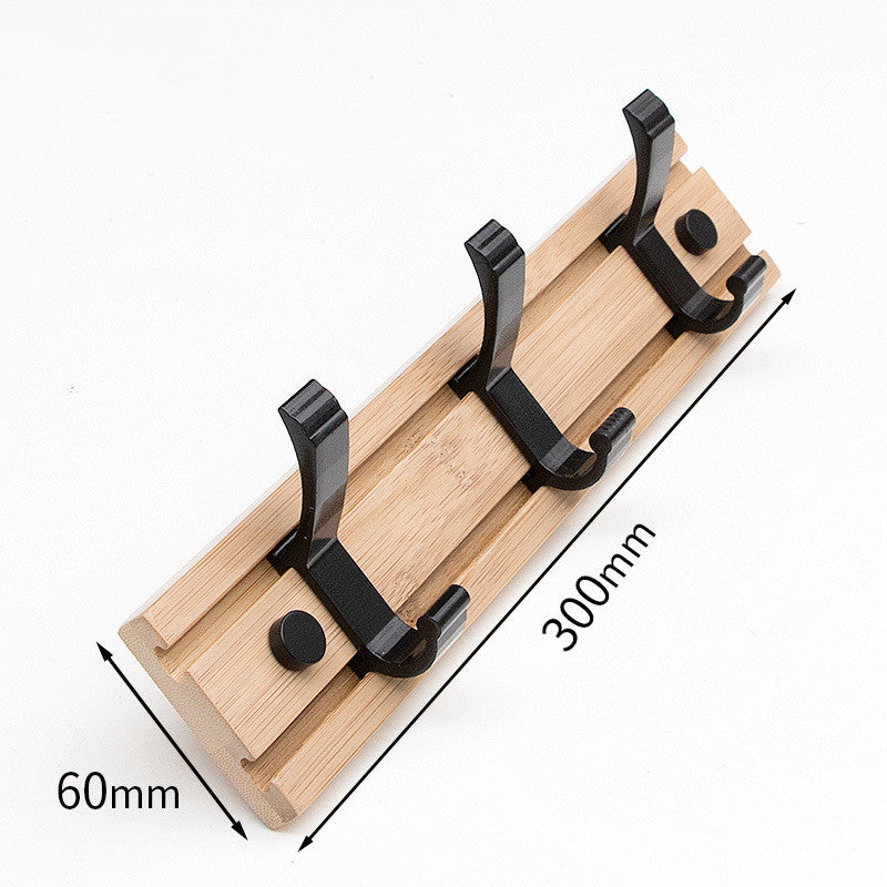 Punch Free Clothes Hook On Solid Wood Wall Can Move a Row Of Horizontally Hanging Bags Wall Thickening Bamboo Wood Metal Clothes Hook