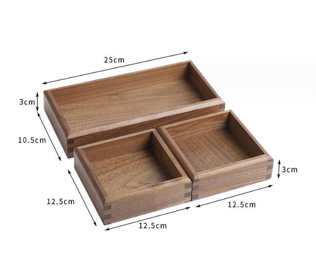 Solid Wood Box Walnut Sundries Car Key Storage Tray Desktop Ornament Tray Home Decoration
