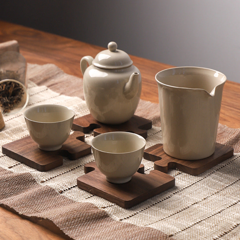 Walnut Coasters Solid Wood Tea Coasters Insulation Pads Wooden Puzzle Coasters Plate Mats Wooden Mats