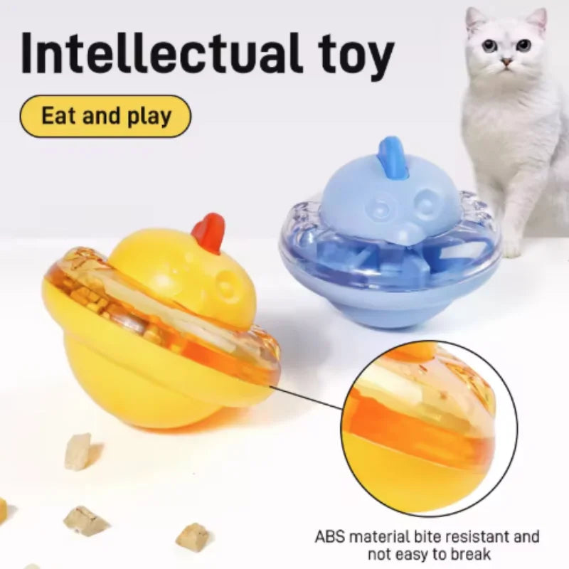 Funny Chicken Shape Cat Dog Food Dispenser Toy Interactive Slow Feeder Puzzle Toy for Cats and Dogs - Yellow