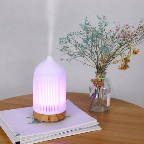 7 Color Aromatherapy Lamp Aromatherapy Machine Ultrasonic Atomization Mini Desktop Humidifier Home Bedroom Wood Grain Aromatherapy Machine