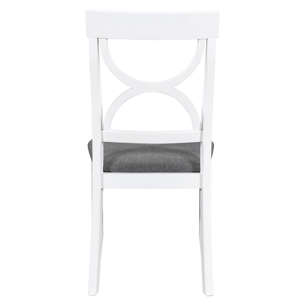 TOPMAX 6-Piece Wood Dining Table Set Kitchen Table Set with Upholstered Bench and 4 Dining Chairs, Farmhouse Style Gray+White