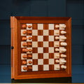 Drawer style solid wood veneer splicing chessboard magnetic chess box set - 2.2 inches