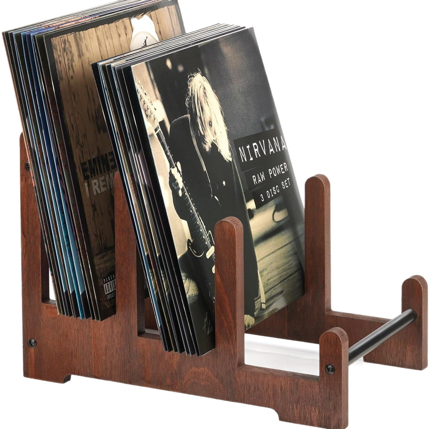 Wooden Record Rack Desktop Vintage Vinyl Album Storage Rack Solid Wood Album Display Rack Magazine and Book Organizer