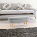 Ottoman Oval Storage Bench Rubber Wood Legs Grey(43.5"x16"x16") - Grey + Linen
