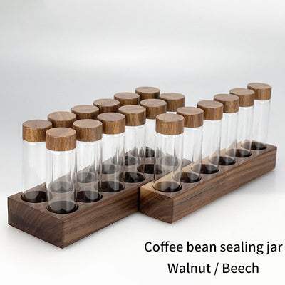 Coffee Bean Display Rack Test Tube Preservation Storage Sealed Tank Storage Tank Solid Wood Household Glass Bottle