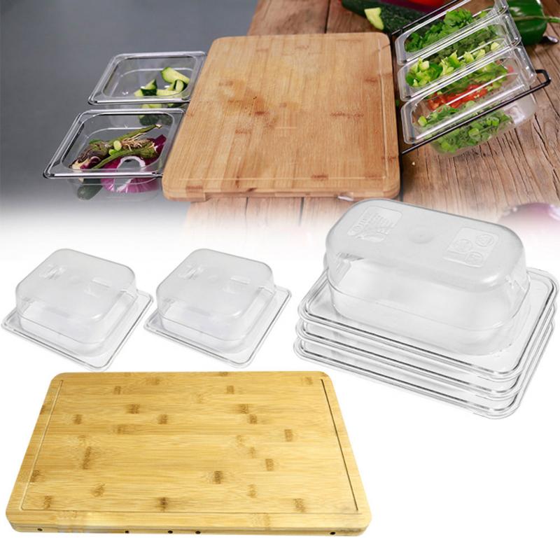 Detachable Durable Fruit Cutting Board Multifunction Food Home Hardware Smooth Bamboo Kitchen With Storage Box Vegetable - 5 boxes +Cutting board