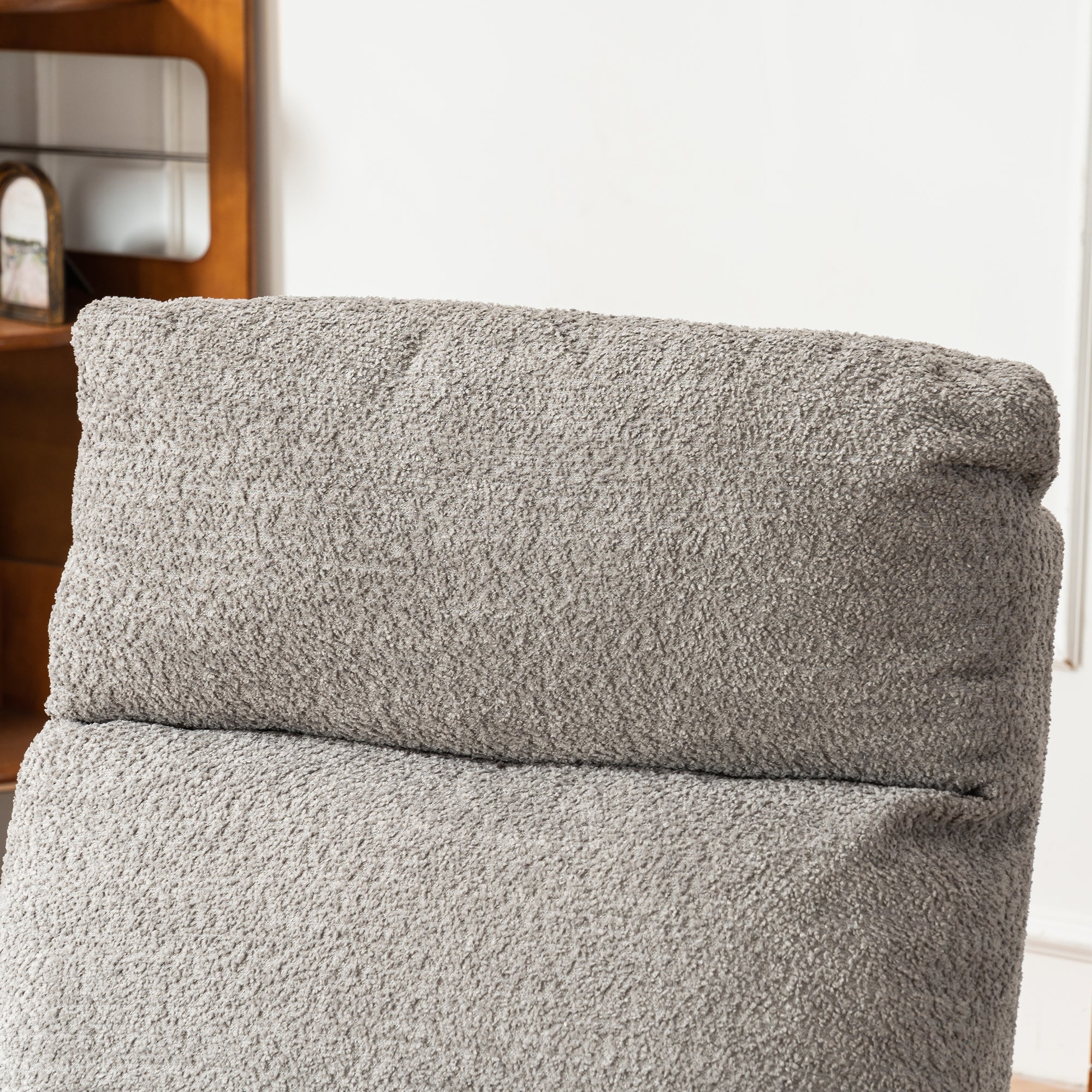 Accent Rocking Chair with Footrest High Back Rubber Wood Rocking Legs Bedroom Living Space 38.6D X 26.8W X 40.6H Inch - Grey + Rubber Wood