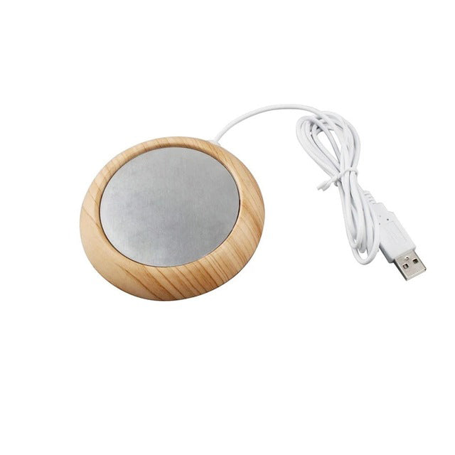 Original USB Wood Grain Cup Warmer Heat Beverage Mug Mat Keep Drink Warm Heater Mugs Coaster