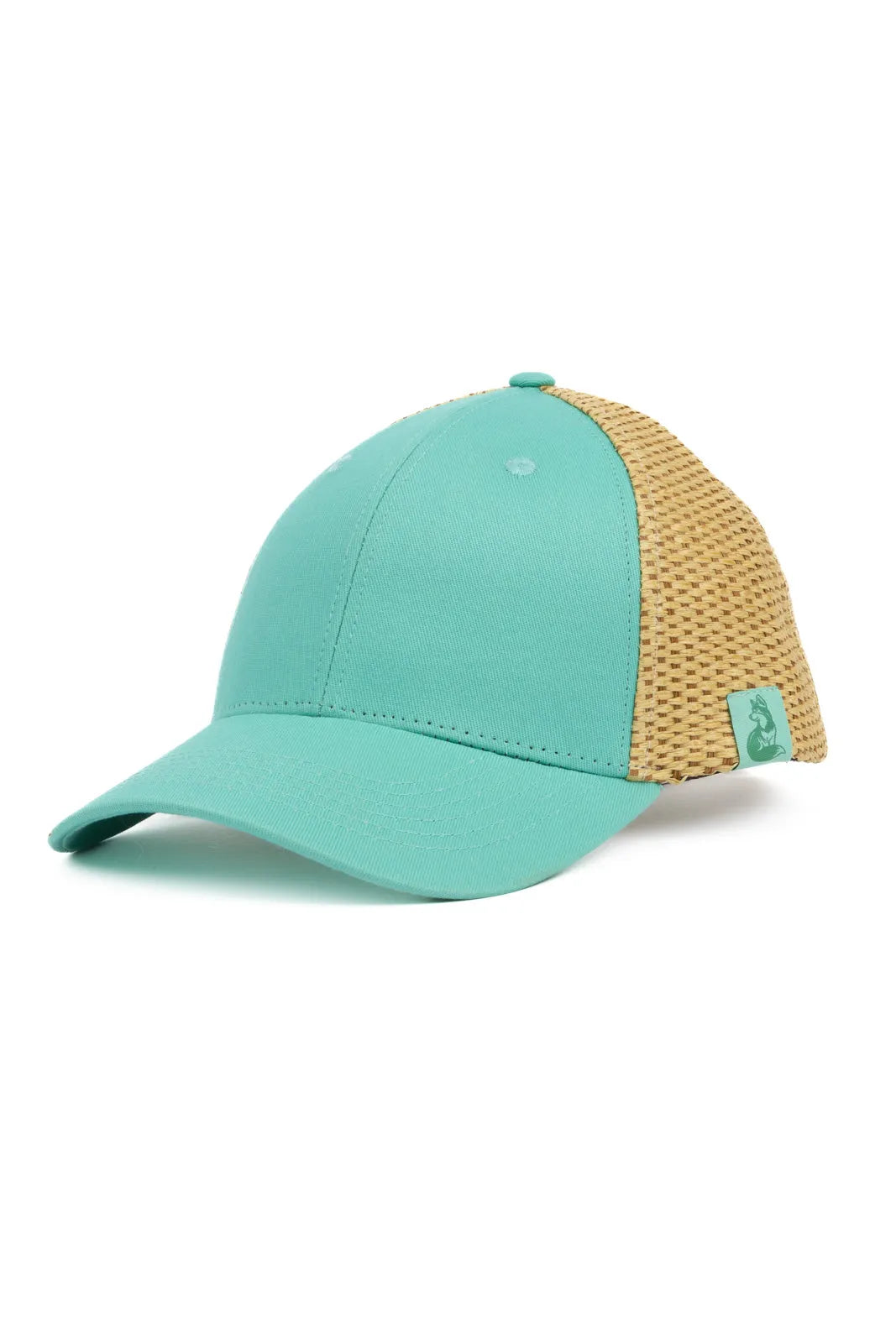 Island Vibes Baseball Cap with Raffia - Aqua / Raffia