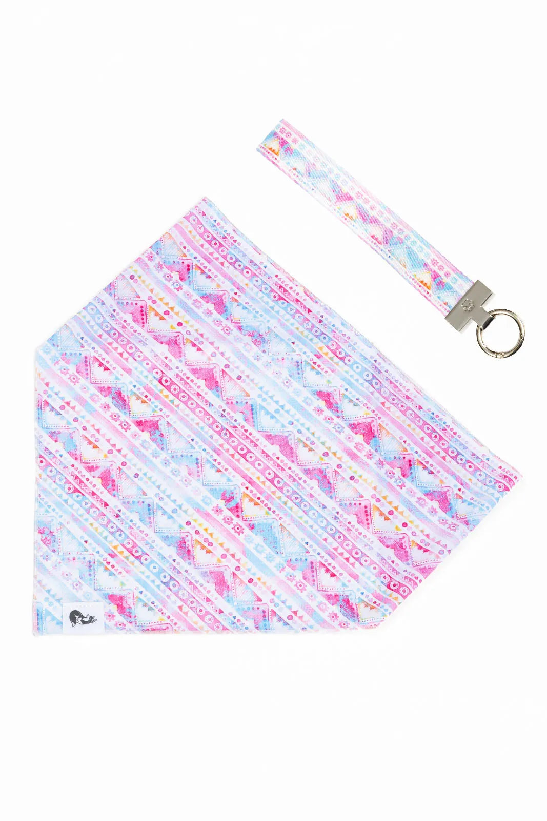 Pink and Blue Tribal Dog Bandana & Matching Keychain - XL