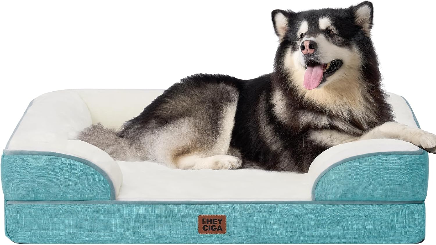 EHEYCIGA Orthopedic Dog Beds for Extra Large Dogs 44x32Inch, Waterproof Memory Foam XL Pet Bed with Sides, Non-Slip and Egg-Crate Foam Big Dog Couch Bed with Washable Removable Cover, Grey