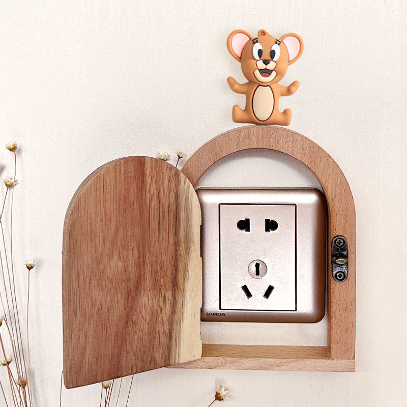 Solid Wood Switch Frame Creative Wall Decoration, Ugly Cover Ornament for Door Eye Socket Cover Protector, Dustproof Home Accessory