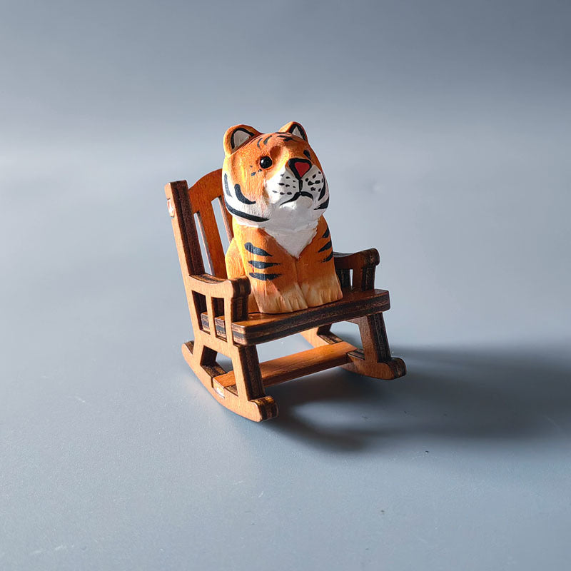 Wooden carving ornaments solid wood handmade carving Shiba Inu kitten decoration