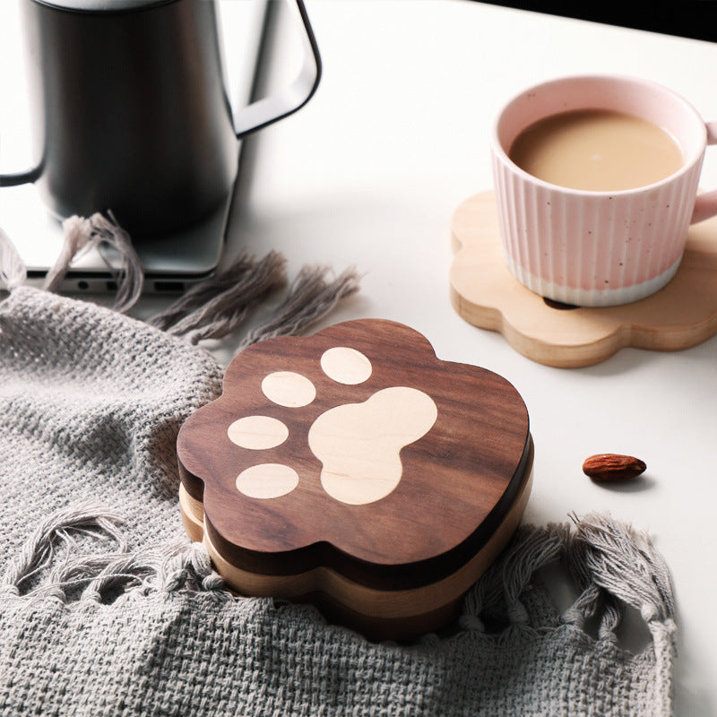 Black Walnut Cat Claw Coaster Creative Cute Solid Wood Insulation Pad Wooden Teapot Mug Pad