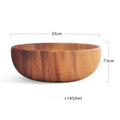 Acacia Wood Bowl Solid Wood Plate Tableware Salad Bowl Shallow Mouth Bowl - Spoon A