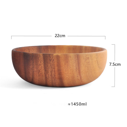 Acacia Wood Bowl Solid Wood Plate Tableware Salad Bowl Shallow Mouth Bowl - Spoon A
