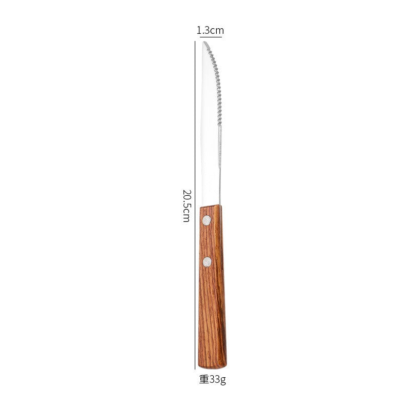 304 Pear Wood Knife And Fork Spoon Stainless Steel Cutlery Solid Wood Handle Steak Knife And Fork Spoon Dessert Spoon Chopsticks