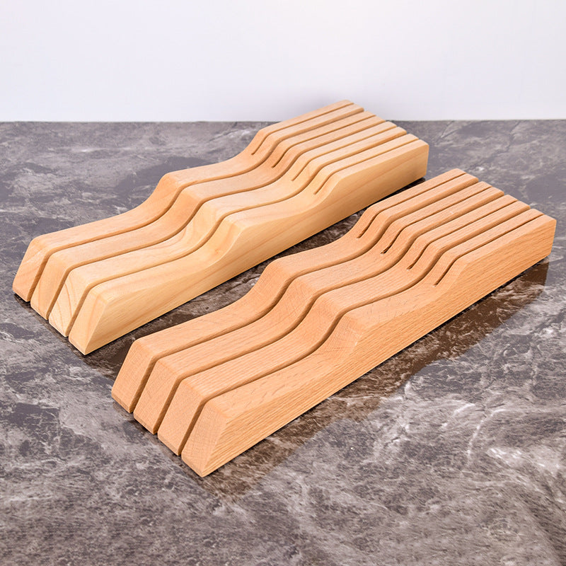 Creative Drawer Solid Wood Knife Holder Western Style Knife Storage Rack Kitchen Supplies