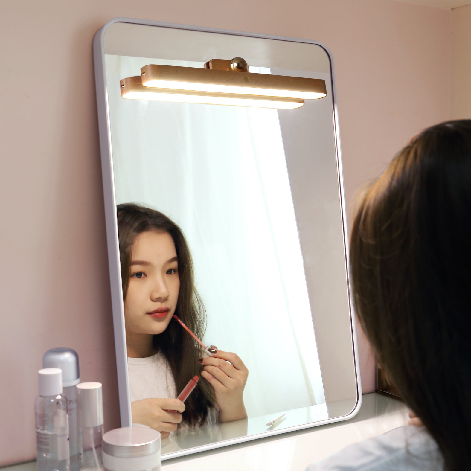 Wood Great Mirror Front Fill Light Led Touch Magnetic Suction Small Night Light Portable Movable Bedroom Toilet Night Light