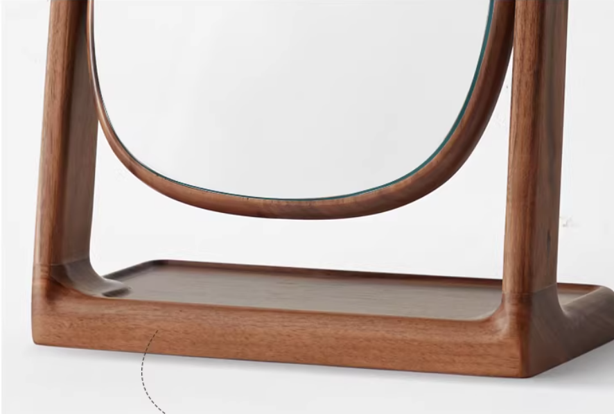 Solid wood makeup mirror desktop rotating dressing mirror bedroom modern minimalist dressing table small mirror - Black Walnut Wood