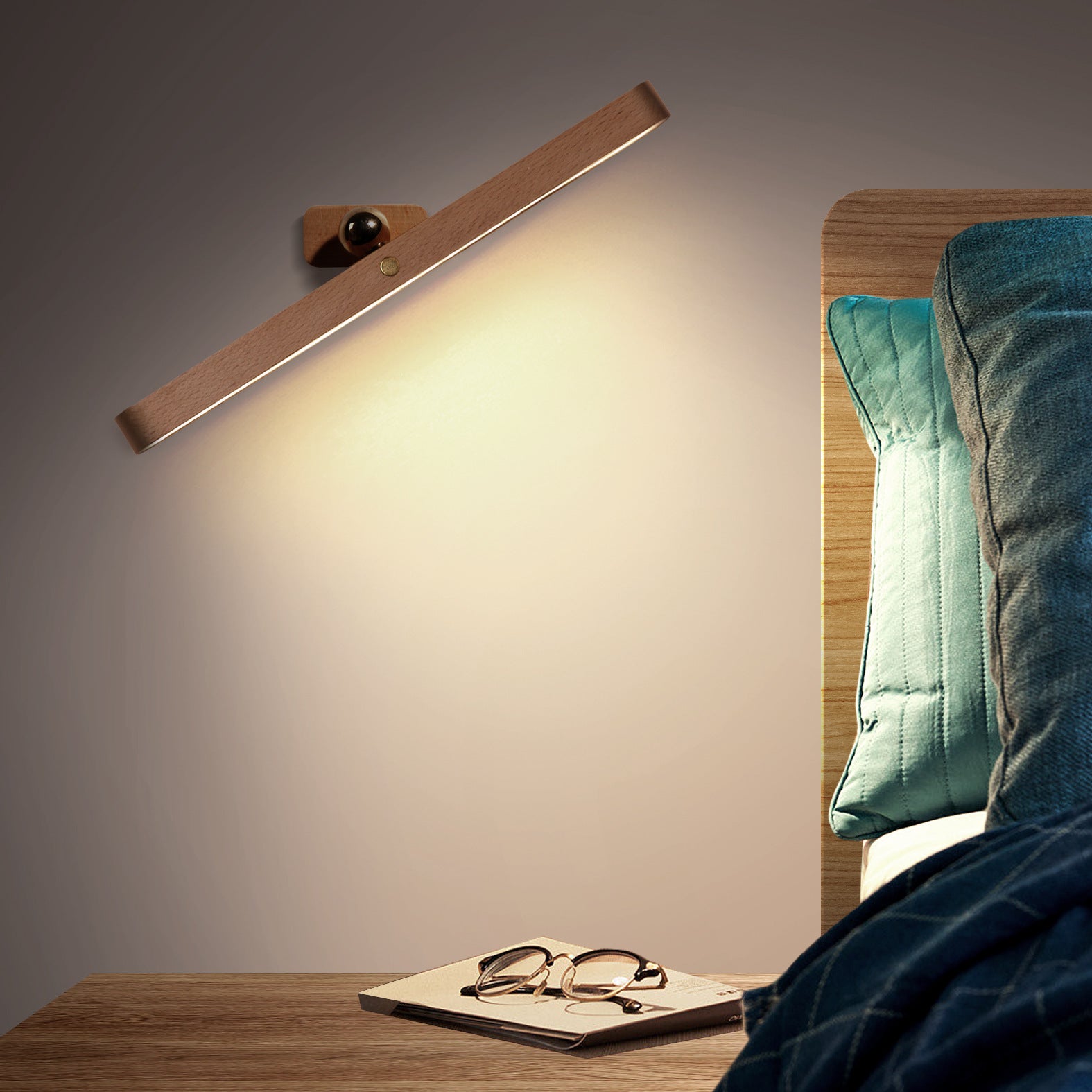 Wood Great Mirror Front Fill Light Led Touch Magnetic Suction Small Night Light Portable Movable Bedroom Toilet Night Light