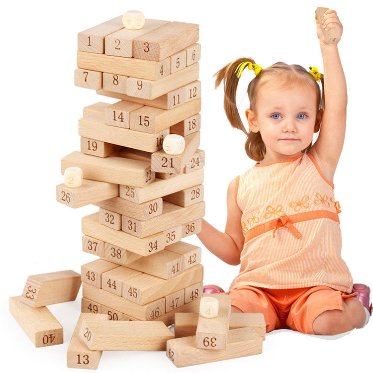 51 Beech Wood Numbers Large Stacked High Wooden Children's Layered Building Blocks Early Education Parent-Child Activity Educational Toys - MWZ