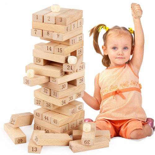 51 Beech Wood Numbers Large Stacked High Wooden Children's Layered Building Blocks Early Education Parent-Child Activity Educational Toys - MWZ