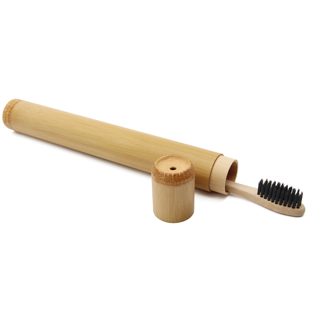 Genkent 1 PCS Bamboo Toothbrush Novelty Wooden Teeth Brush soft-bristle Bamboo Fibre Wooden Handle Bamboo Tube Charcoal Set